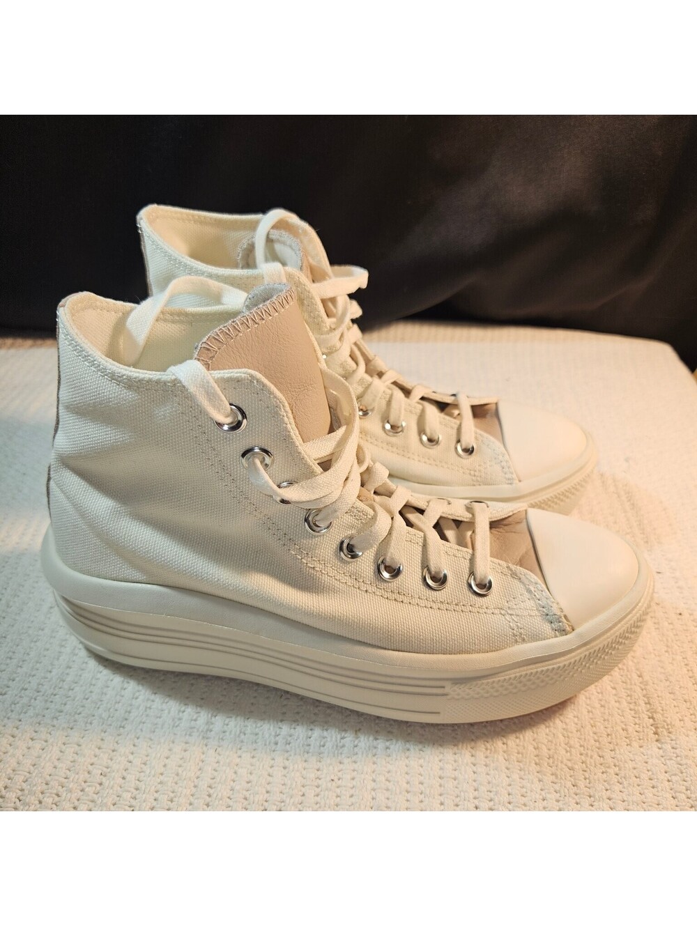 Converse Athletic Shoes Women's Off White Pink US 8 High Top Platform Canvas